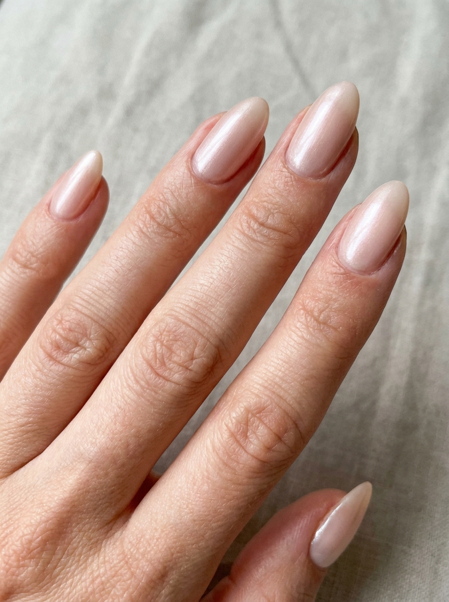 Pearl Nude Nails als Back to School Nails Inspiration 2026